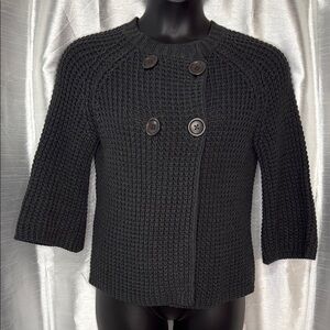 eight eight eight Women’s Large Knit 3/4 Bell Sleeve Button Crew Neck Cardigan